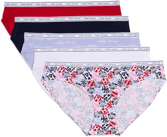 Tommy Hilfiger Women's Classic Cotton Bikini Underwear With Logo Waistband 5-pack