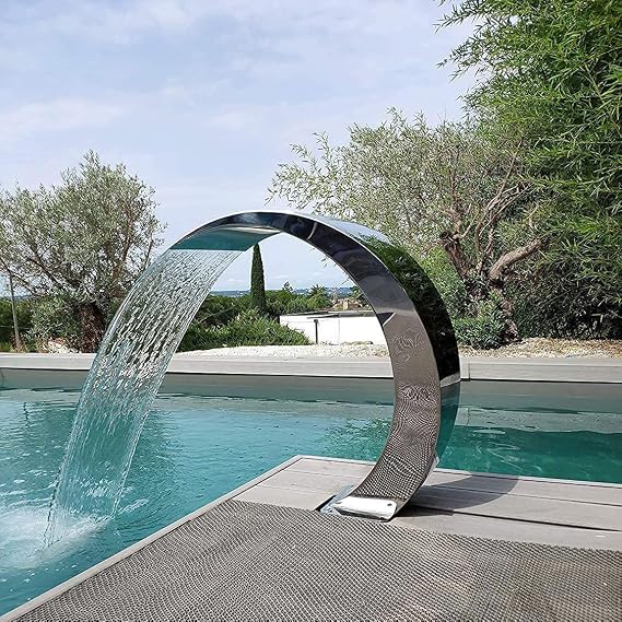 Swimming Pool Fountain for Inground Pools Garden Outdoor Pond, Stainless Steel Pool Waterfall Fountain Swimming Pool Spray Screen