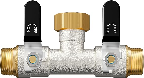 Wasserverteiler 2fach Durchflussstarker 2 Wege Verteiler Wasser Vernickeltes Messing Horizontaler Gartenverteiler bei dem der Wasserfluss horizontal nach links und rechts verzweigt ist 3/4 zoll