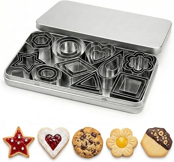 Mini Geometric Cookie Cutters Set-Stainless Steel Metal Baking Moulds