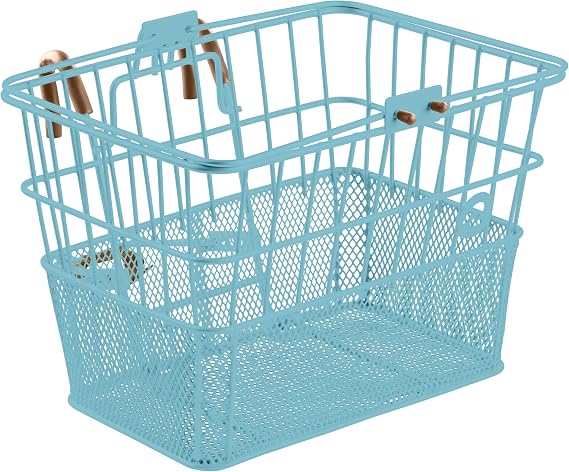 Retrospec Apollo Detachable Front Bike Basket Steel Half-Mesh with Integrated Detachable Hooks and Built-In Handle, Easy Assembly and Portability for Bicycles