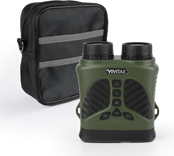 Vivitar - Digital Camera Binocular, 16MP High-Resolution Photos, Full QHD 2.7K Video, Day & Night Use, Compact Design, Soft Rubber Drop-Resistant Red Body, for Sports, Travel & Outdoors (Green)