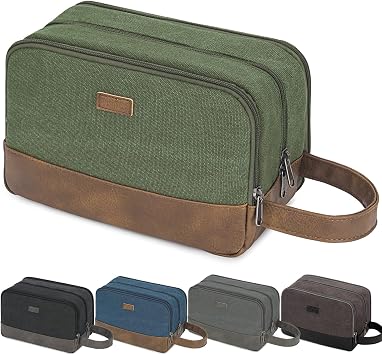 WANDF Travel Toiletry Bag for Men Large Toiletries Shaving Bag Water Resistant Hanging Dopp Kit Travel Accessories Bag for Women Men Green