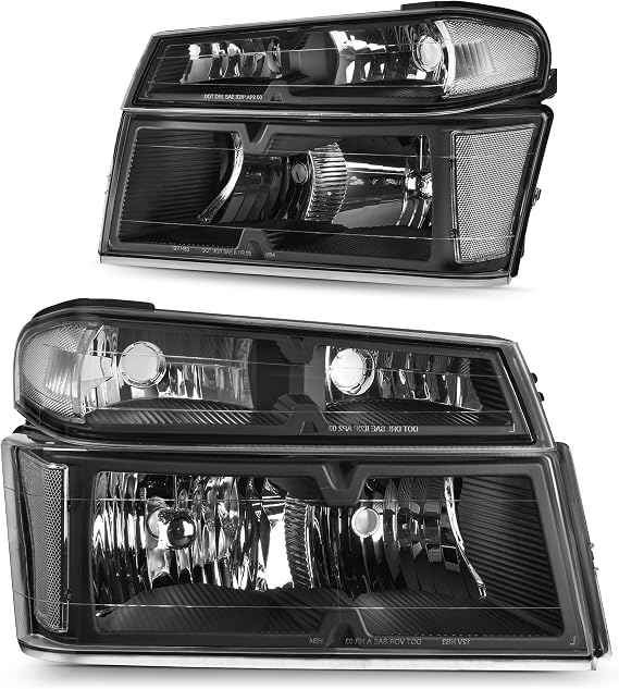 DWVO Headlight Assembly Compatible with 2004-2012 Chevy Colorado Black