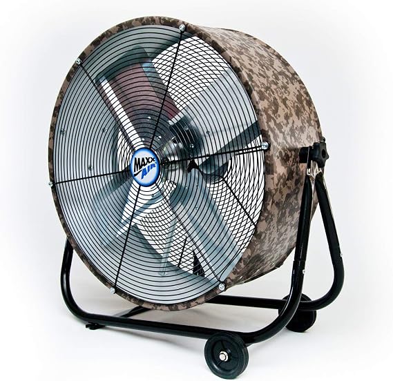 Maxx Air | Industrial Grade Air Circulator WITH COVER for Garage, Shop, Patio, Barn Use | 24-Inch High Velocity Drum Fan, Two-Speed, | NOW WITH COVER | Red