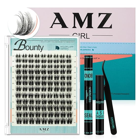 AMZGIRL WildFluff Lash Clusters Kit Ultra Airy 3D Fluffy Effect, Bounty