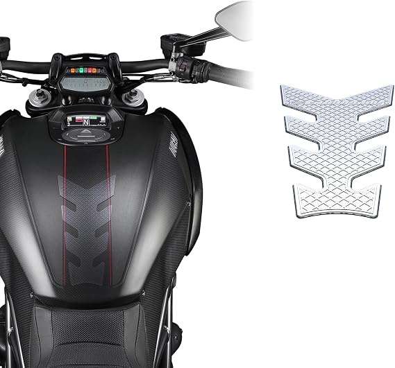STOMPGRIP | Motorcycle Center Tank Pad Protector | Universal Fit | Vertebrae | Waffle Clear