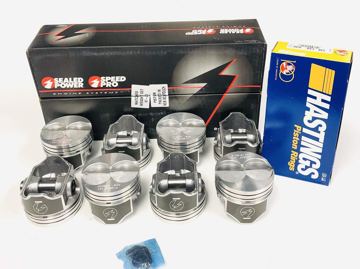 Speed Pro Hypereutectic Coated Skirt Flat Top Pistons & Rings Set of 8 compatible with Ford 351W 5.8L. Click size needed before placing in Cart! .030 or 4.030 Bore