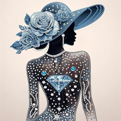 Elegant Lady Special Shape Diamond Art Painting Kit for Adults, 5D Partial Drill Rhinestone Art with Crystal Diamonds, DIY Wall Decor Home Craft Gift for Beginners 11.8x11.8 InchF