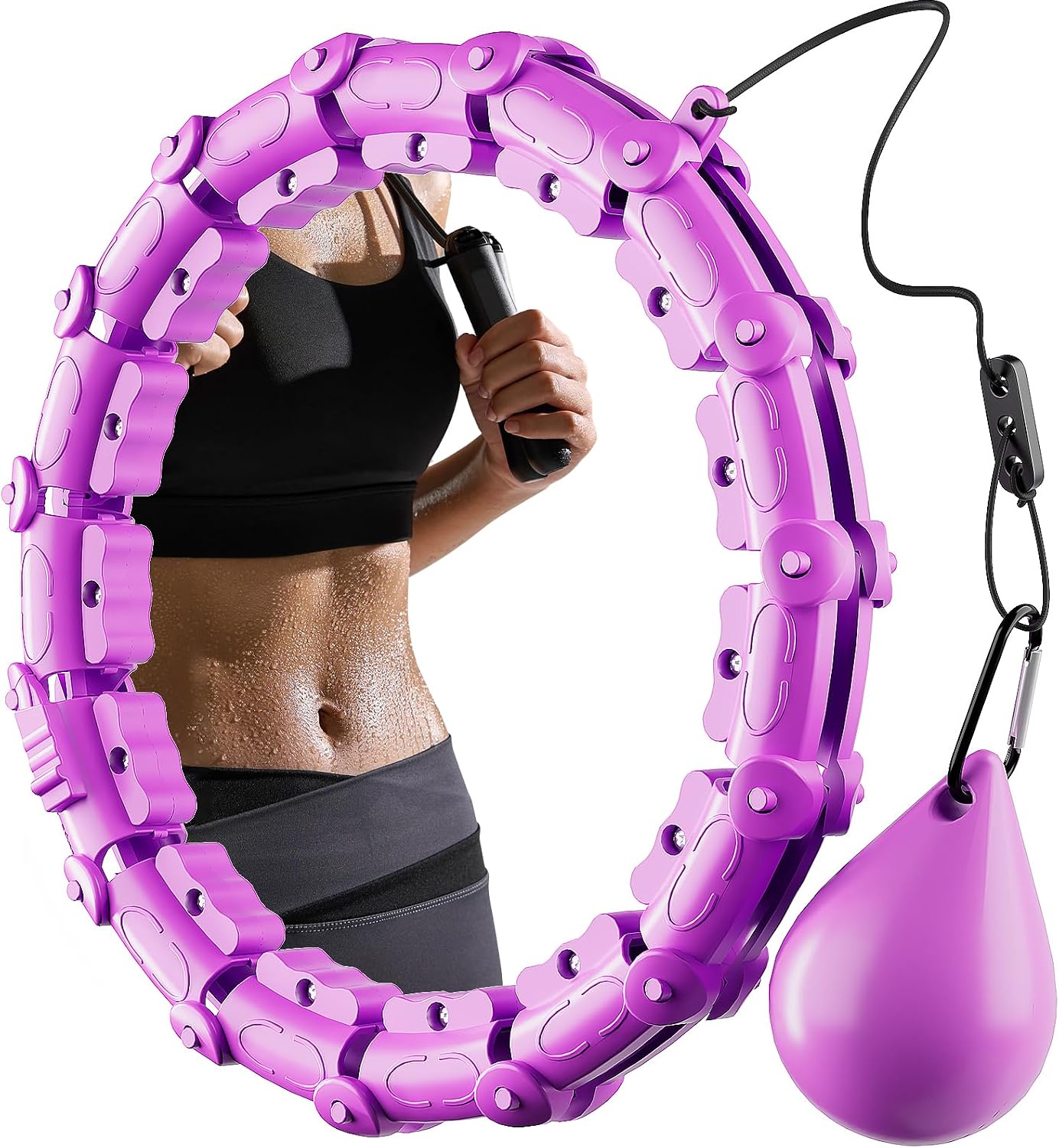 Plus Size Smart Weighted Hula Hoop, Weight Loss Fitness Hula Hoops, Exercise Hoop with Weight Ball, Detachable Knots &amp; Adjustable Weight