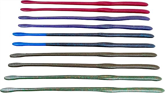 Made in USA 16 Snake Lure 10 Pack Giant Soft Plastic Worm Lure for Bass Fishing Hand-Poured, Anise Scented Durable, Big Worm Fishing Bait for Trophy Bass