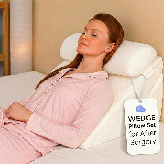 Bed Wedge Pillow for Sleeping -Adjustable Post Surgery Pillow (7 in 1) -%100 Memory Foam -Head Support Cushion -Incline -Leg Elevation -Pregnancy - Snoring - Washable Cover -Large 24 Inch