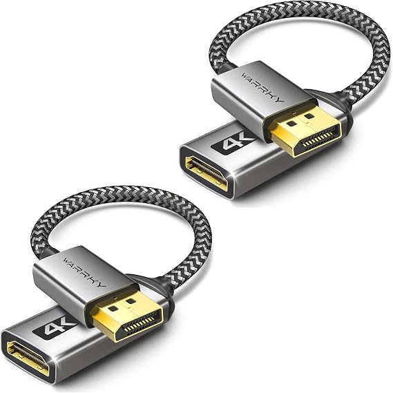 WARRKY 4K DisplayPort to HDMI Adapter 2-Pack, Uni-Directional DP1.2 to HDMI | DisplayPort to HDMI Adapter Male to Female, Reinforced Anti-Break,4K UHD Passive Uni-Directional DP1.2 to HDMI2.0 for Dell HP