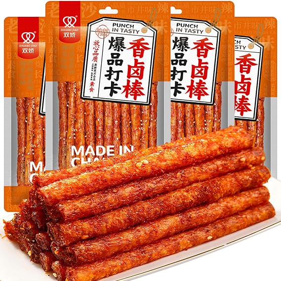 SXETBEAN 4 Packs Latiao Spicy Strips, Chinese La Tiao Snack, 108g/3.8oz per Pack (4 Packs, Spicy)