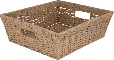 Simplify Large Shelf Storage Basket | Dimensions: 15x 13x 5 | Dutch Weave Design | Home Organization | Paper Rope Material | Great For Leaving Spaces | Great for Displaying