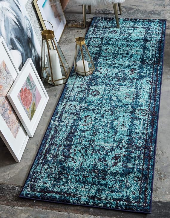 Unique Loom Medici Collection Vintage Botanical Traditional Blue Runner Rug (2' 2 x 6' 7)
