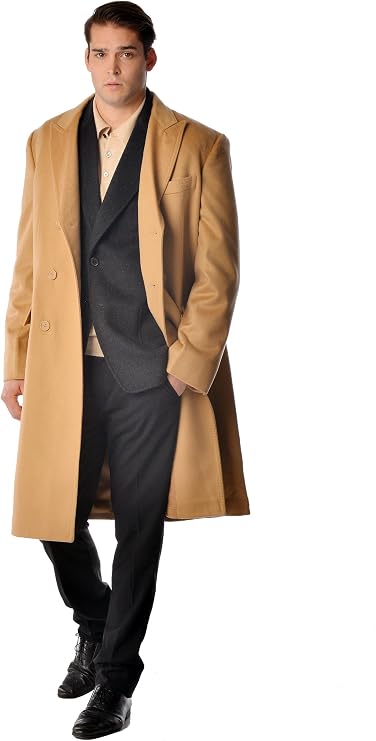 Cashmere Boutique 100% Cashmere Men's Double Breasted Coat - Camel 50