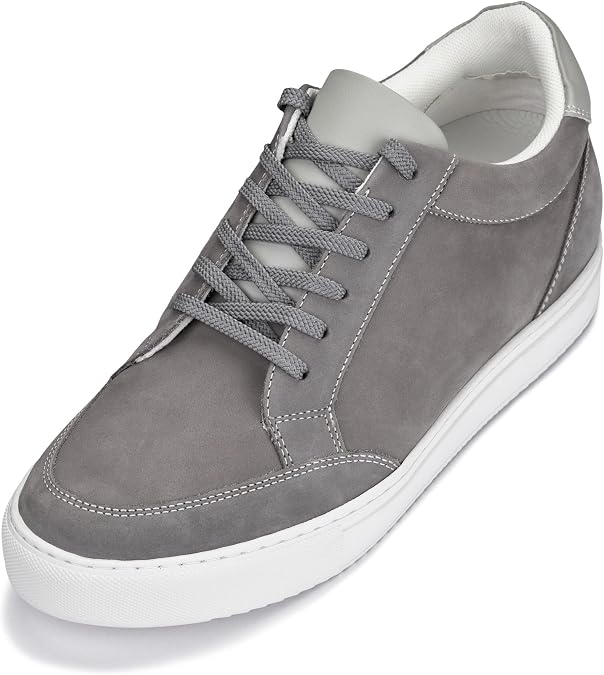 CALTO Men's Invisible Height Increasing Elevator Shoes - Lightweight Lace-up Casual Sneakers - 3.2 Inches Taller