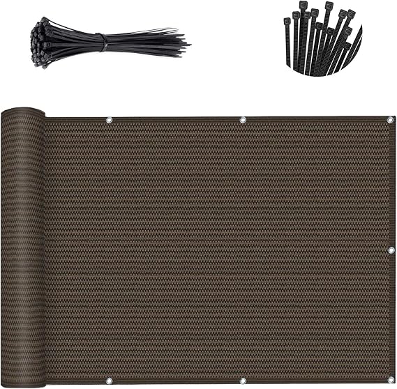SUNLAX 3'x10' Brown Balcony Privacy Screen Fence Windscreen 90% UV Block