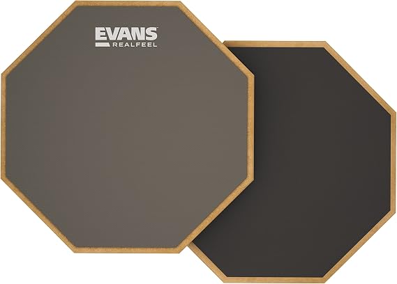 Evans RealFeel - Drum Practice Pad - Drum Pad - Drummer Practice Pad - Gum Rubber & Neoprene, 2 Sided, 6 Inch,Grey