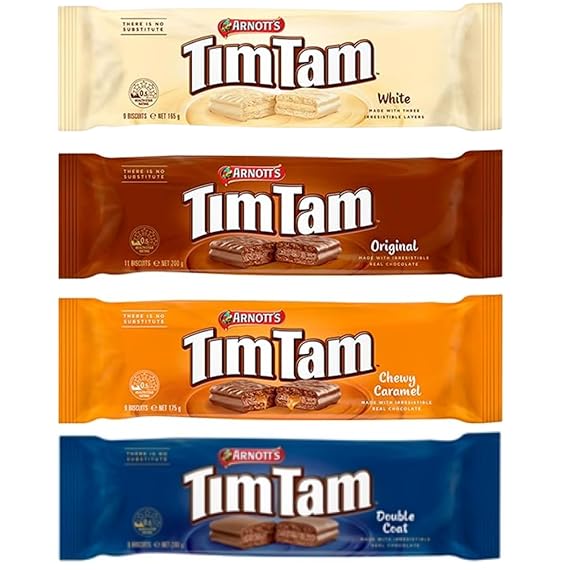 Sampler Tim Tam Chocolate Biscuits - White, Original, Chewy Caramel, Double Coat, With Love From Australia