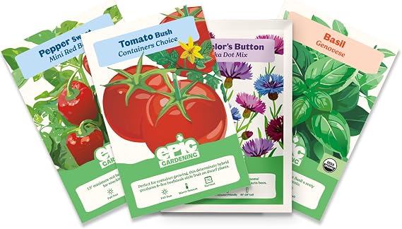 Epic Gardening Mini Garden Seed Kit - 4 Varieties - Non-GMO