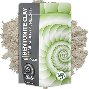 FOSSIL POWER Bentonite Clay Food Grade Powder 2 LB - Pure & Natural Powder for Toothpaste, Detox, and More - Heal Damaged Skin - DIY Clay Face Treatment