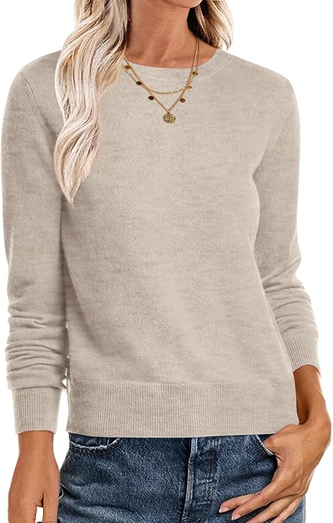 ANRABESS Sweaters for Women Long Sleeve Lightweight Fall Outfits | Crewneck Soft Basic Knit Pullover,2026 Fall Fashion Outfits,Casual Work Top,Travel Vacation All Day Wear,Winter Layer Clothes