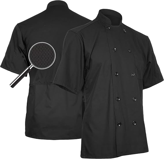 Short Sleeve Chef Coat with Coolnet Ventable Mesh Back Chef Jacket