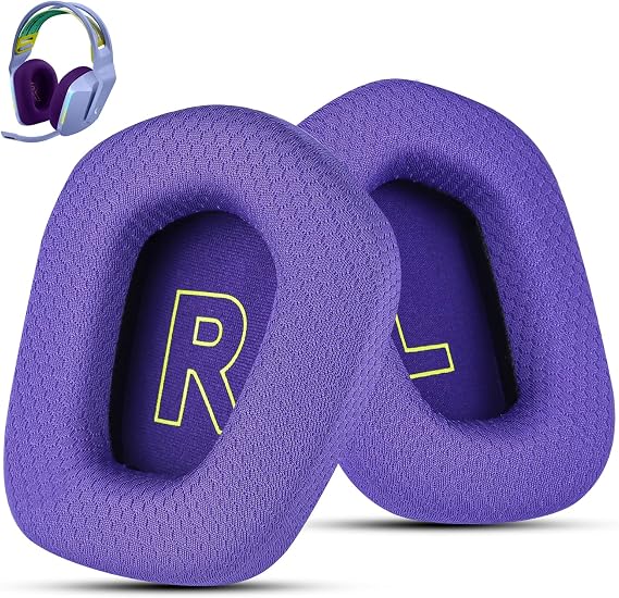 Fabric Replacement Ear Pads for Logitech G733 Gaming Headset, Also Fit Logitech G335 Wireless Headphone, EarPads Accessories with Soft Mesh Fabric & Isolation Foam (Purple)