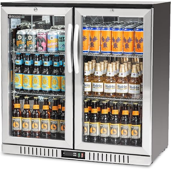 Procool 36" 2-Door Back Bar Cooler, Glass Door Beer Fridge, Stainless Steel