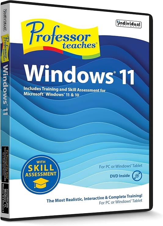 Professor Teaches Microsoft Windows 11 With Skill Assessment - Training Software for Windows 11 & Windows 10 with Interactive Computer -Based Learning for Beginners & Advanced Users DVD/PC