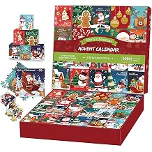 Christmas Countdown Calendar 1008 Pieces Surprise Puzzle Advent Calendar - 24 Days Christmas Countdown 2025 Table Advent Calendar for Home Office Room Decoration (Fireplace)