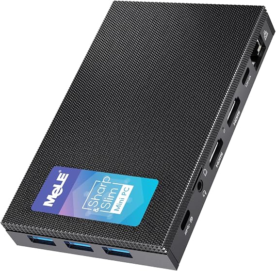 MeLE Quieter3C Fanless Mini PC, N5100 16GB 512GB, USB-C, Triple Display | Mini Computer with Full-Function USB-C, WiFi 5, Support Triple Screen Display, Slim Desktop PC on Industrial, Home, Office