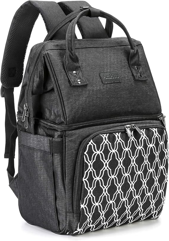 AmHoo Insulated Lunch Box Cooler Backpack Waterproof Leak-Proof Lunch Bag Tote for Men Women Hiking Beach Picnic Trip with Strongest YKK Zipper Black