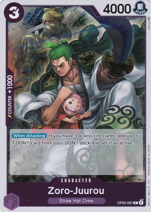Zoro-Juurou (OP05-067) (V.1) - Rare - Awakening of The New - One Piece Card Game - Single Card - with LMS Trading Greeting Card