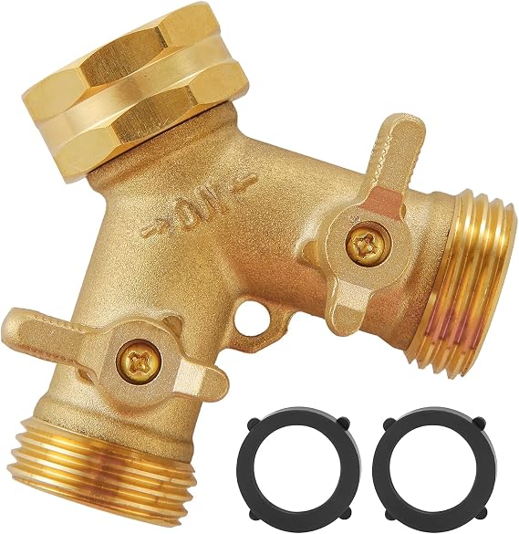 Garden Hose Splitter 2 Way Heavy Duty, Outdoor Faucet Splitter