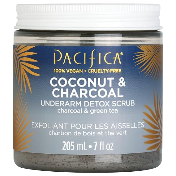 Pacifica Underarm Body Scrub - Armpit Detox Coconut & Charcoal Deodorant Exfoliating & Nourishing for Natural Deodorant Users Aluminum-Free & Safe for Sensitive Skin, Vegan & Cruelty-Free, 7 fl oz