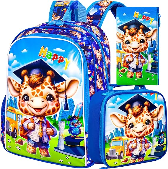 AGSDON 3PCS Backpacks for Girls, 16" Elementary Kids Backpack Preschool School Bookbags and Lunch Box