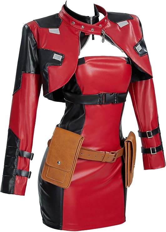 miccostumes Women's Costume Super Hero Cosplay Racing Suit Set Dress and Jacket with Eye Patch