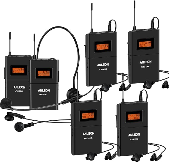 MTG100 902mhz-927mhz Tour Guide Wireless System Church System translation equipment simultaneous interpretation equipment (1 Transmitter and 5 Receivers)