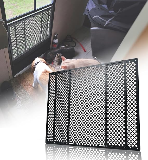 RV Screen Door Protector for Dogs, Adjustable RV Screen Door Pet Protector Guard, Black(Patented Design)
