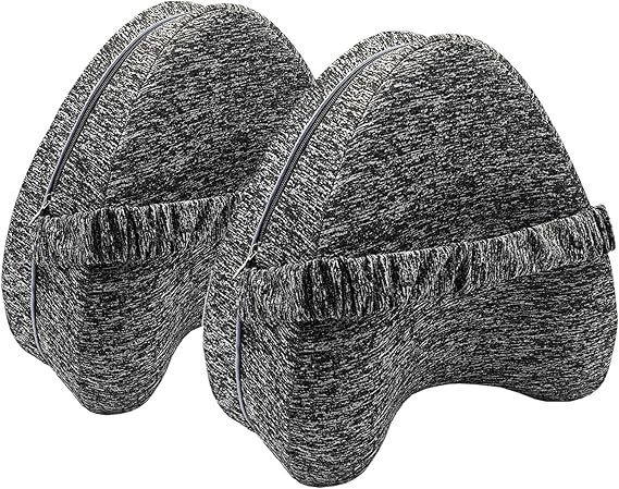 Replacement Pillowcase Pillow Cover with Elastic Strap for Contour Legacy Leg & Knee Foam Support Pillow-Cover ONLY (Gray, 2-Pack)
