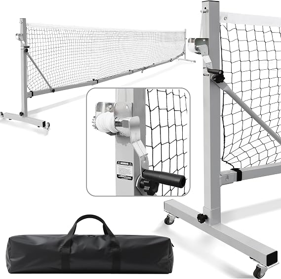 Seliyoo Portable Pickleball Net with Wheels,Tournament 22ft Regulation Size | Hand CrankTension System,700D Nylon Net, Heavy Duty Steel Frame, Pro Pickle Ball Net for Outdoor Court & Indoor Gym