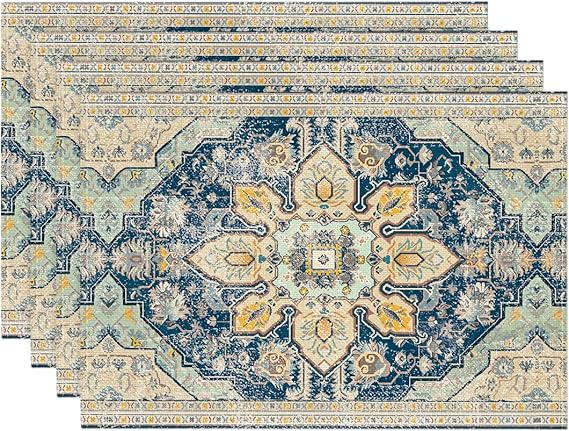 Artoid Mode Boho Bohemia Style Sliver Placemats Set of 4, 12x18 Inch Country Rustic Farmhouse Magical Fall Table Mats for Party Kitchen Dining Decoration