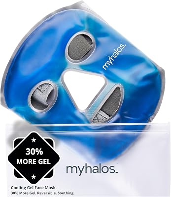 MyHalos Ice Face Mask - Frozen Face Mask for Pain Relief, Migraine & Wisdom Tooth Surgery - Our Cooling Face Mask for Swelling, Puffiness & Stress Relief - Hot or Cold Gel Face Mask Cold Pack