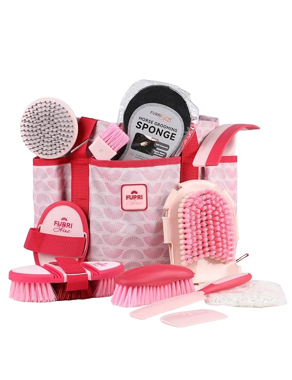 Horse Grooming Kit, 11 Piece Horse Brush Set with Grooming Tools