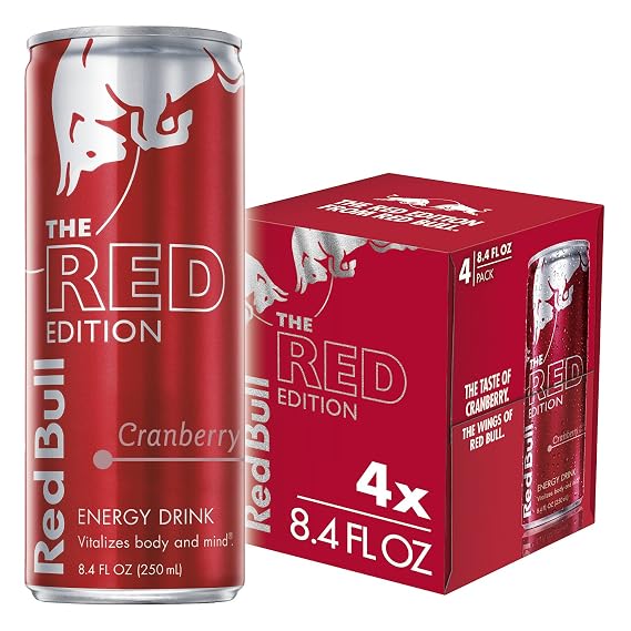 Red Bull Energy Drink, Cranberry, Red Edition, (4 Count of 8 Fl Oz Cans) 48 Fl Oz