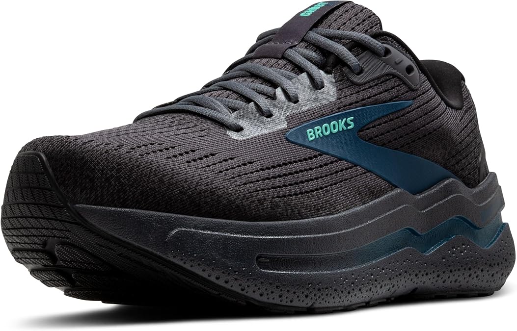 Brooks Men's Ghost Max 2 Running & Walking Shoe, Ebony/Parrot/Blue Sapphire, 10 Wide