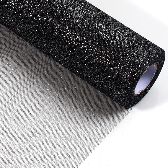 Sparkling Tulle Rolls, 15 by 30 Yards(Black)